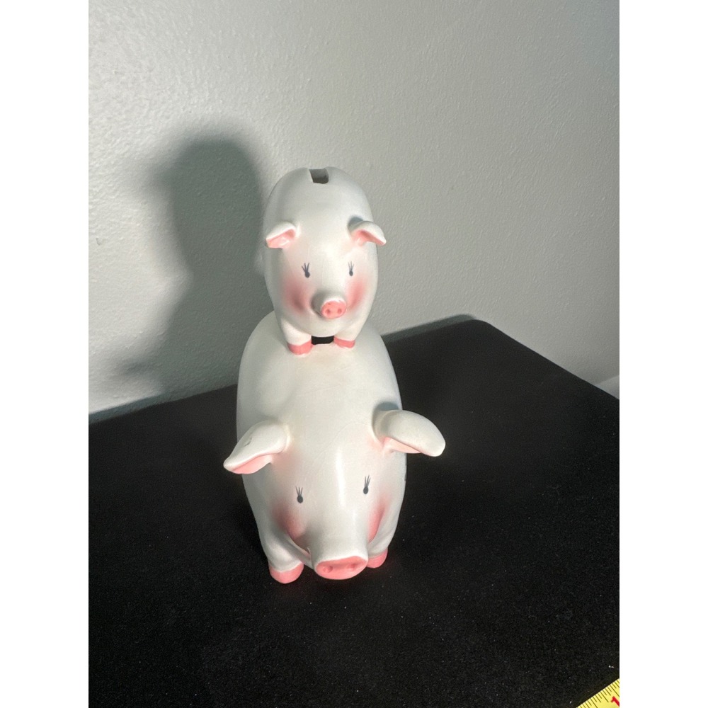 Stacked Piggy Bank‎ Ceramic Coin Bank Novelty Decor Farmhouse Decor 8" Tall